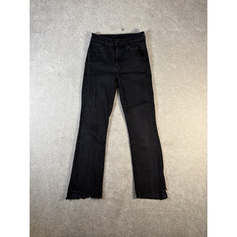 Mother Insider Crop Step Fray Jeans Size 24 Black Not Guilty Stretch